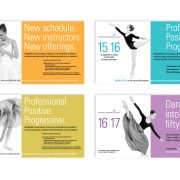 Annual postcard mailings for Ridgefield Conservatory of Dance displaying bold color and captivating imagery which is integral to their branding
