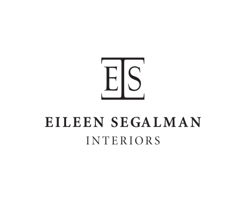 A classically styled monogram logo, in black and white, for Eileen Segalman Interiors