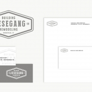 Liesgang Building and Remodeling’s updated brand identity including a retro logo design and new stationery package