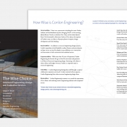 Front cover and interior spread of the Conlon Engineering services brochure