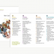 RVNAhealth services brochure detailing the four service categories which form their Continuum of Care and that defines their new brand identity